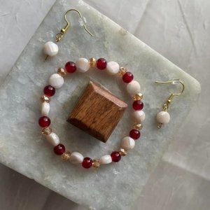 Handmade bracelet and earrings matching set